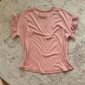 Elegant Ruffled Sleeve Blush Top